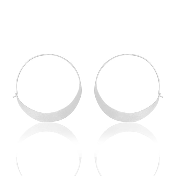 Bohemian style Brushed Silver Hoops