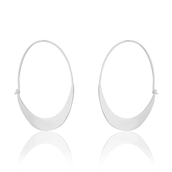 Bohemian style Brushed Silver Hoops
