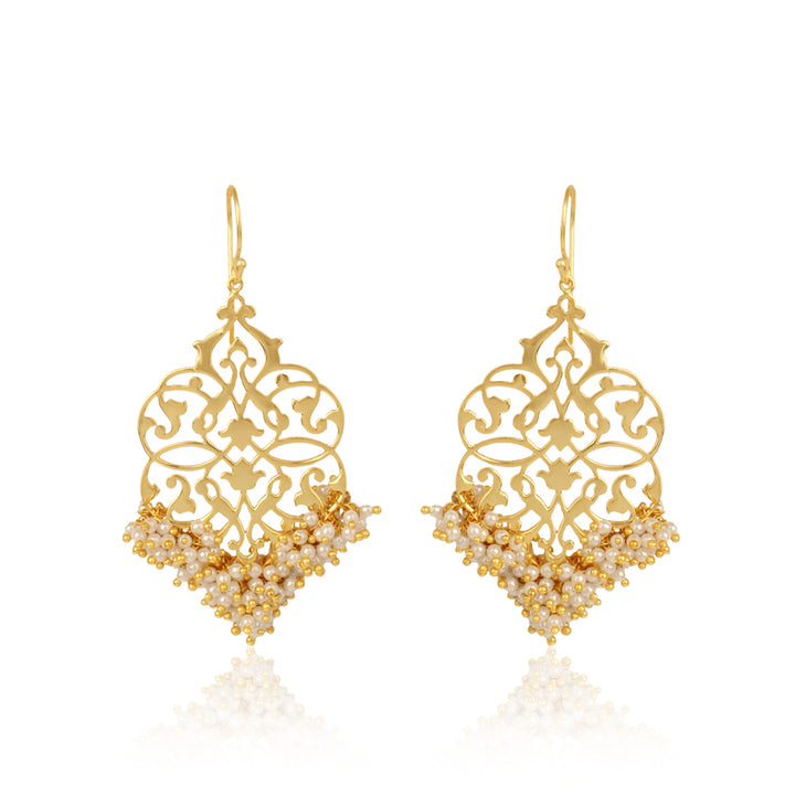 Filigree Gold filled Danglers laced with Pearls