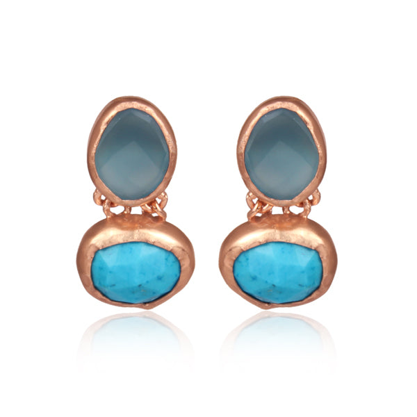 Blue Chalcedony & Turquoise Studs