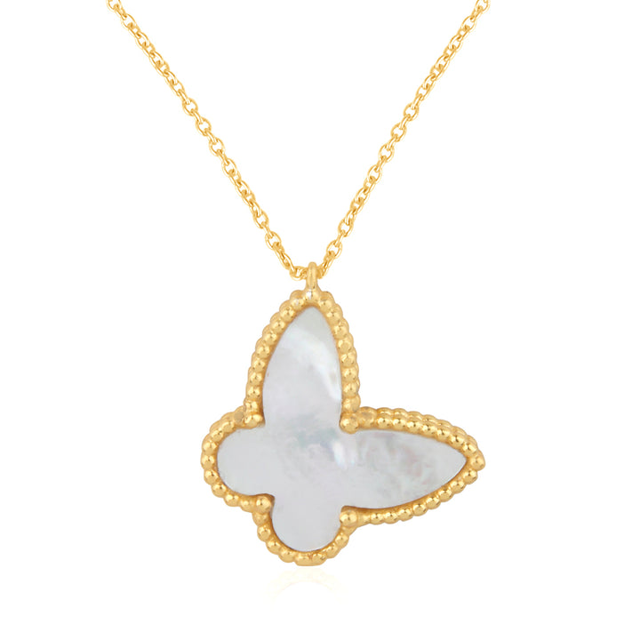 Butterfly : Joyful Transformation, Mother Of Pearl, Pure Silver 22k Gold Filled