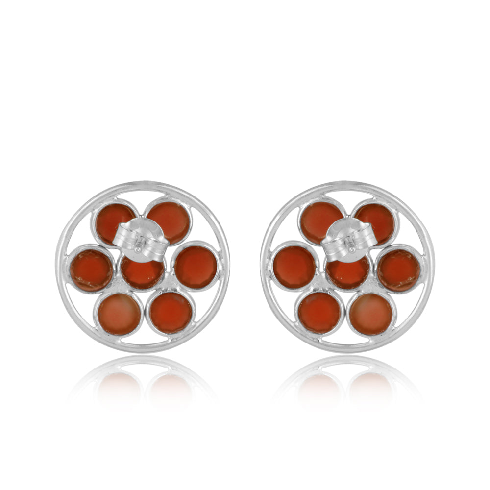 Red Onyx Sterling Silver Ear Tops