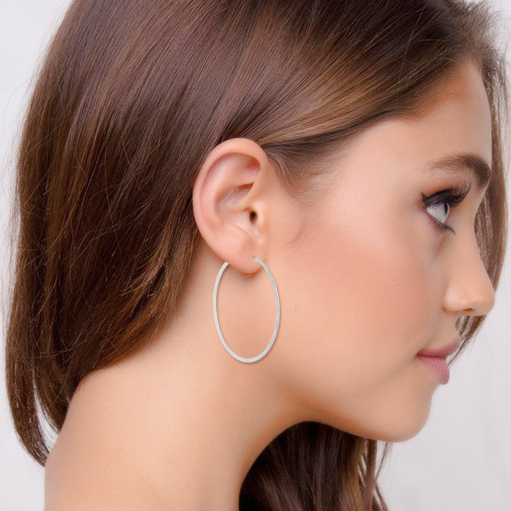 Hammered Geometric Hoops (Sterling Silver Rhodium finish)