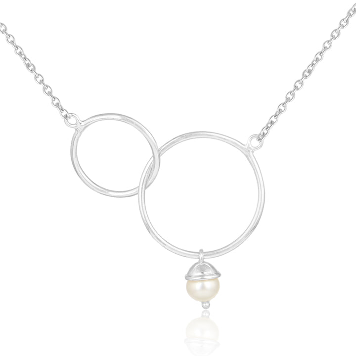 Eternity- Interlocking Circles Freshwater Pearl (Pure Silver Rhodium Polish)