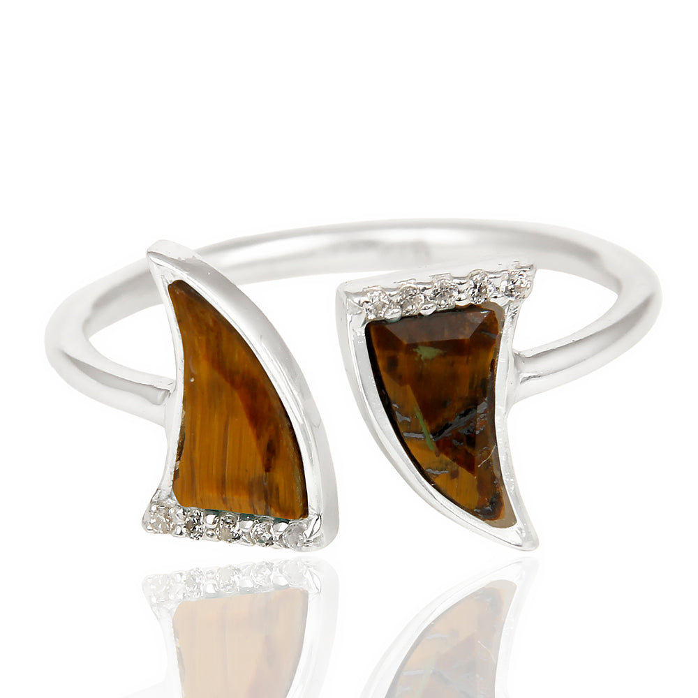 Tigers Eye laced with Cubic Zirconium  set in 925 Sterling Silver
