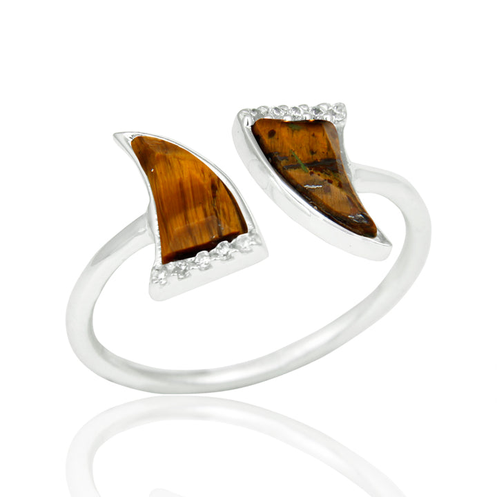 Tigers Eye laced with Cubic Zirconium  set in 925 Sterling Silver