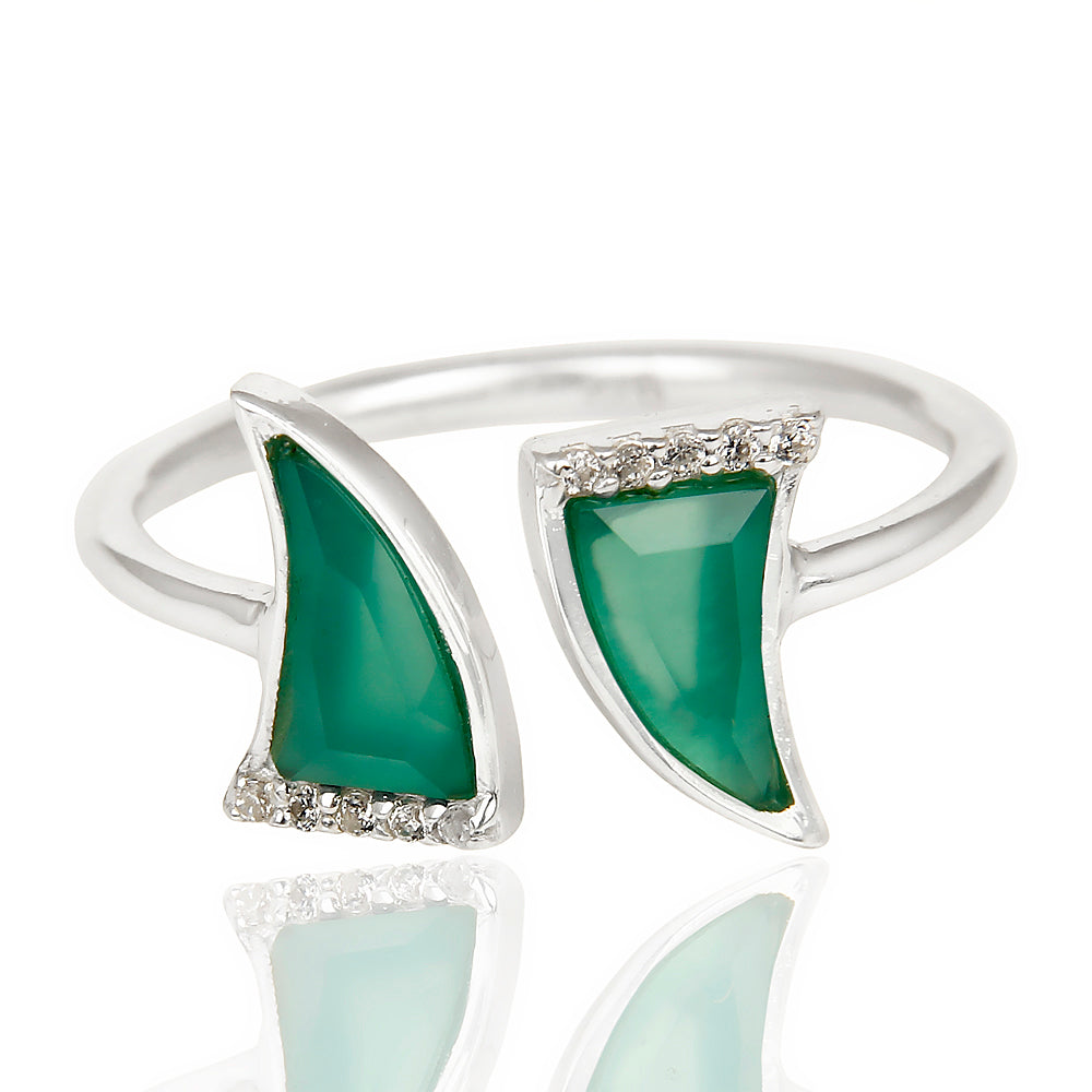 Green Onyx laced with Cubic Zirconium  set in 925 Sterling Silver