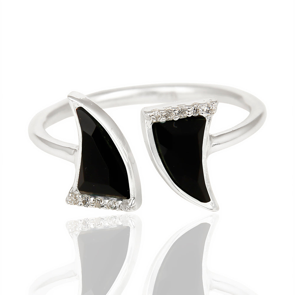 Black Onyx laced with Cubic Zirconium  set in 925 Sterling Silver
