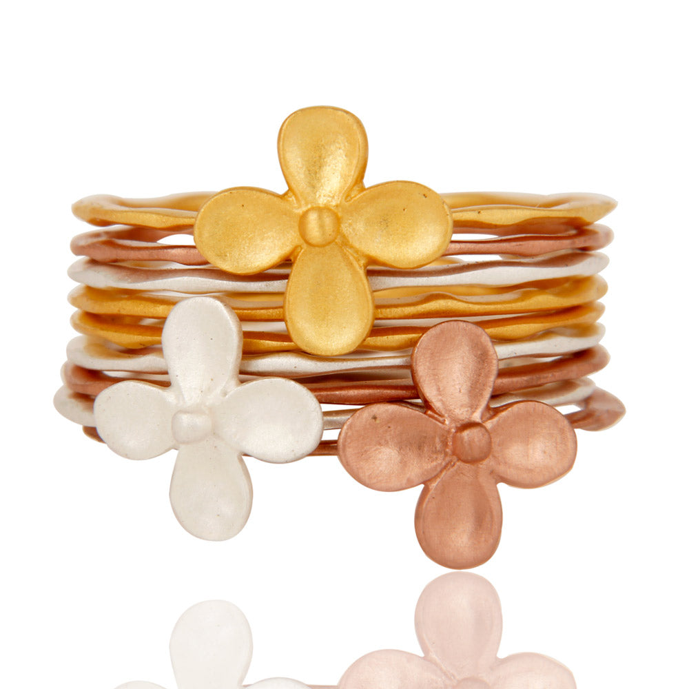 Blossoms of Flower, Brass Stacking Rings