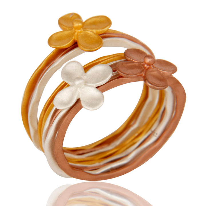 Blossoms of Flower, Brass Stacking Rings