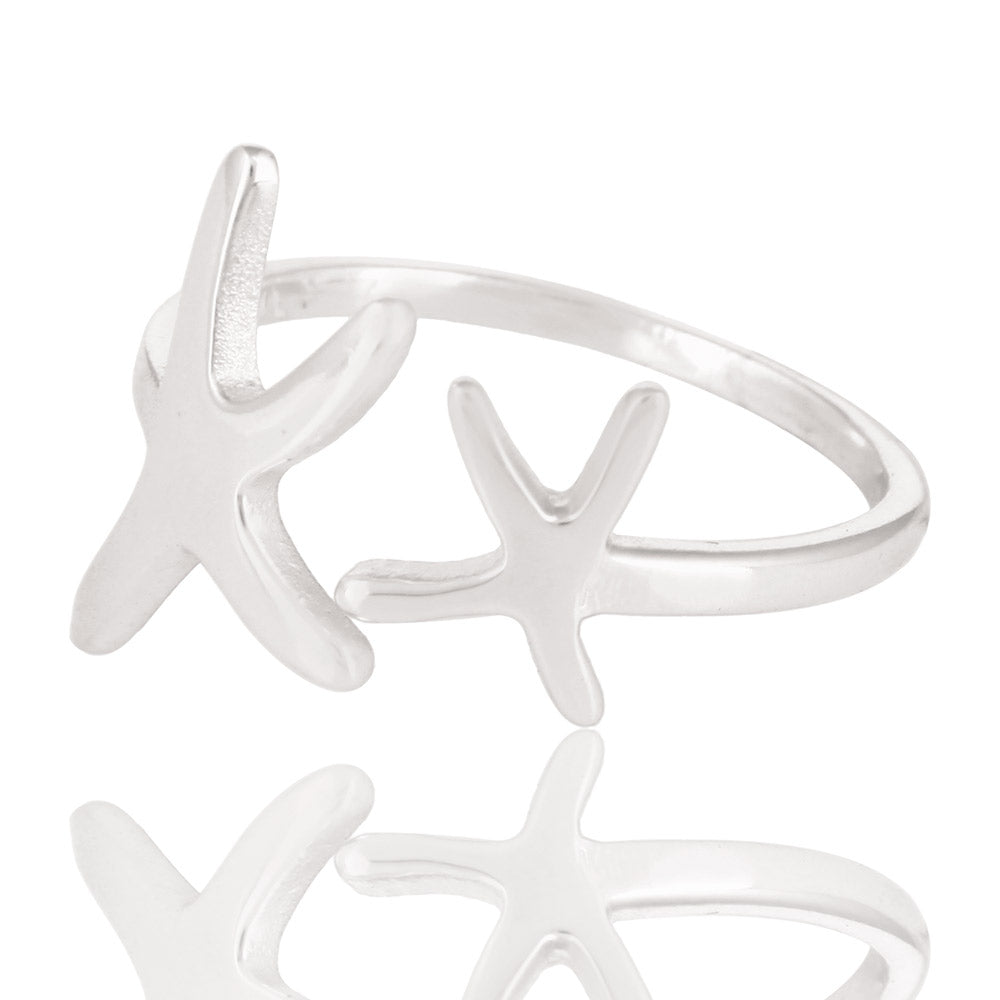 925 Sterling Silver Star Fish symbolic of 'Regeneration and Renewal' stacker Ring