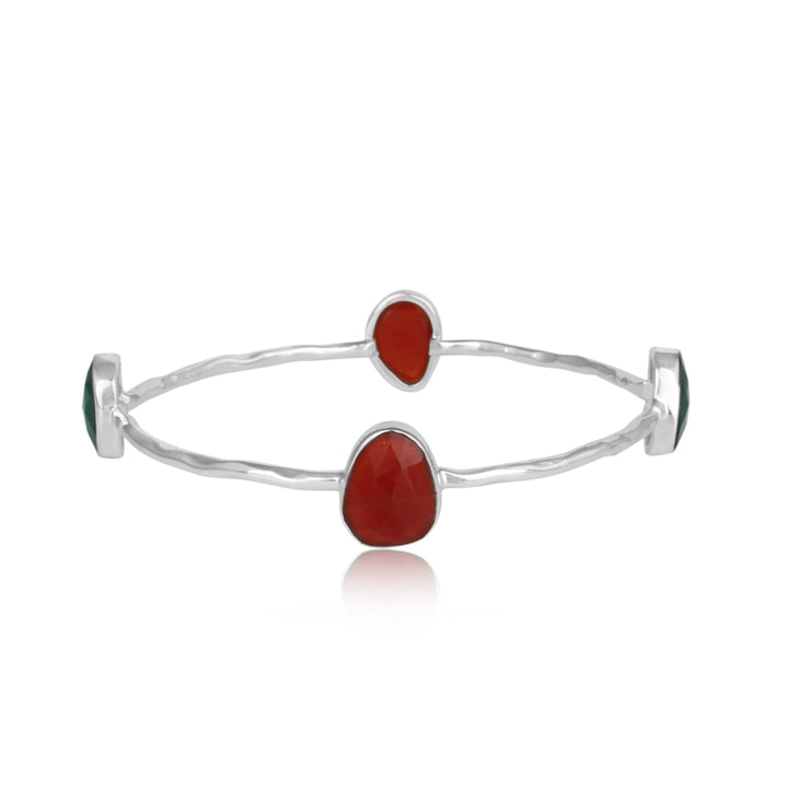 Red and Green Onyx set in 925 Sterling Silver Bangles