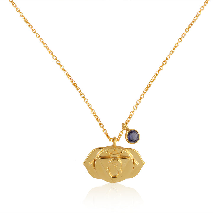 Third Eye Chakra, Ajna- Iolite Charm, (Intuition:Perception:Insight) Sterling Silver Gold vermeil